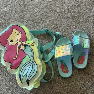 Disney mermaid backpack and flip flops set